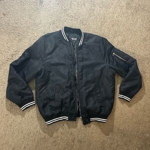 Stylish Black Varsity Bomber Jacket